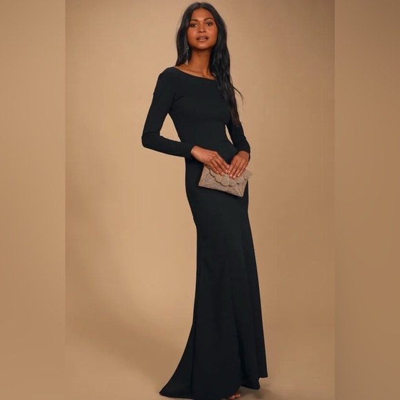 Lulus wait for me black long sleeve maxi dress Sz M nwot - Picture 1 of 4